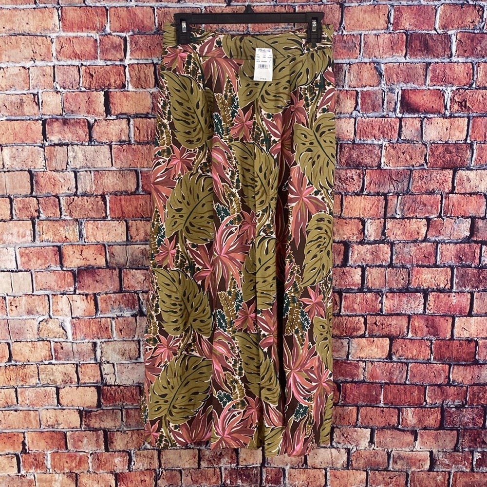 Madewell Crinkled Crepe Maxi Skirt in Brushstroke Monstera